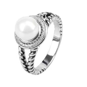 Women's Twisted with faux pearl 925 ring Size 5